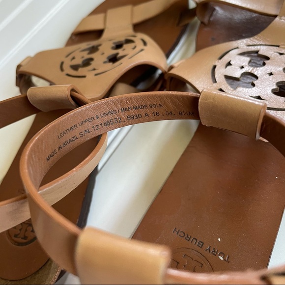 Tory Burch Tan Leather Zoey Logo Flat Sandal - Picture 5 of 6